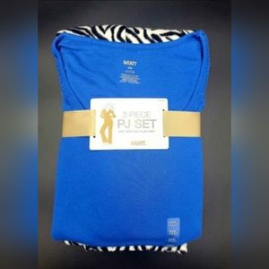 Mixit Women's Long Sleeve Pajama Set Zebra Plush Pant, Solid Knit Shirt, XXL